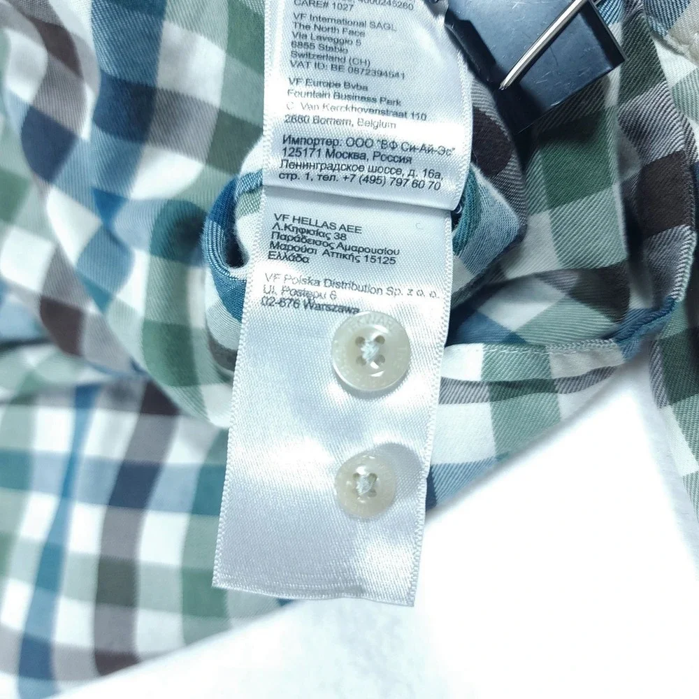 The North Face Mens Long Sleeve Gingham Button Up Shirt Large L Blue Green Brown